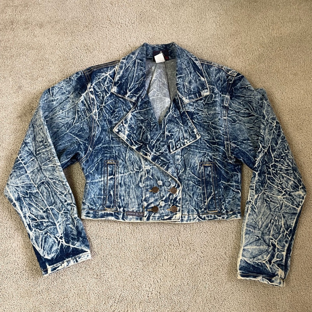 Vintage Chemin DeFer Acid Wash Cropped Denim Jacket